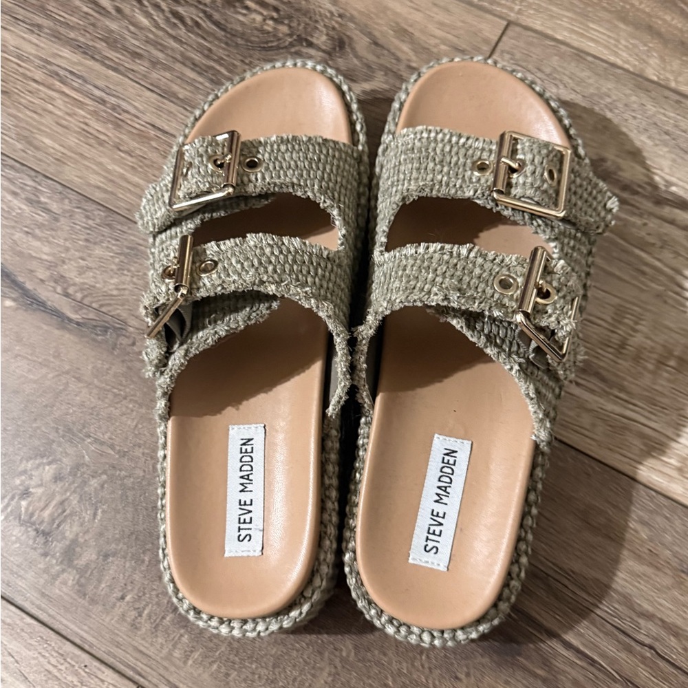 Steve Madden Olive Green Buckle Sandals